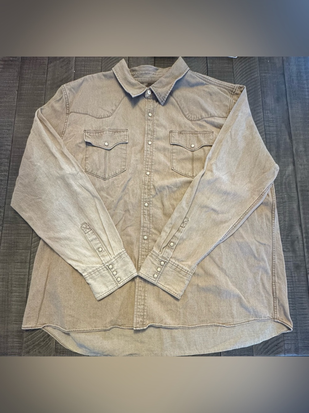 Tecovas Men's Casual Button-Down Western Shirt in Light Taupe